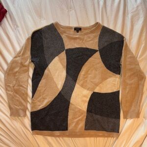 Charter Club 100% Cashmere Sweater Scoop Neck Neutral Gray Beige Tan XL Unisex